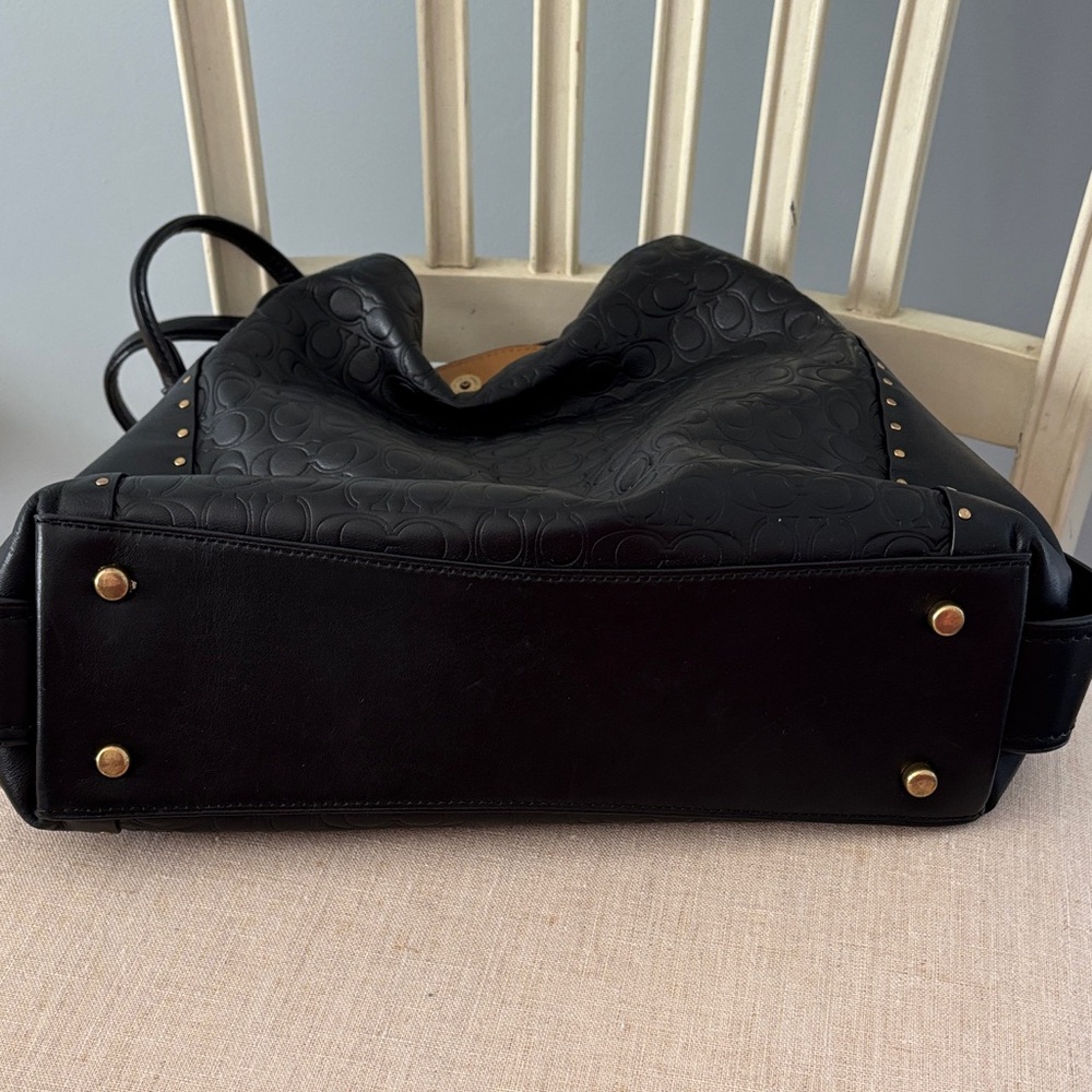 Coach Edie 31 Black Embossed Leather Shoulder Bag - Picture 8 of 8